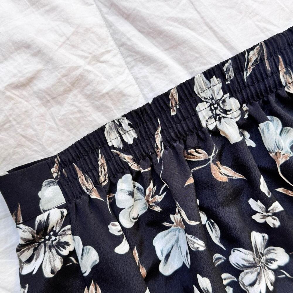 Vintage 90s black floral midi skirt size 26 elastic dark cottagecore romantic - Picture 7 of 8